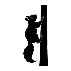 Silhouette squirrel climbing tree vector illustration animal wildlife nature design graphic art isolated image