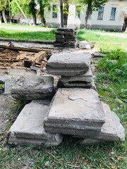 Construction debris left on the ground after project completion
