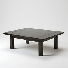 Fototapeta premium Minimalist Wooden Table: A contemporary wooden table features a clean design, showcasing the beauty of natural wood and sturdy construction, perfectly suited for any modern living space.