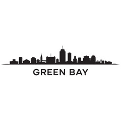 Fototapeta premium Green Bay skyline horizontal banner. Green Bay, Wisconsin. Vector template for your design. Vector black silhouette. with white background