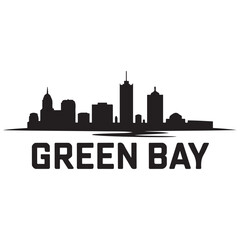 Fototapeta premium Green Bay skyline horizontal banner. Green Bay, Wisconsin. Vector template for your design. Vector black silhouette. with white background