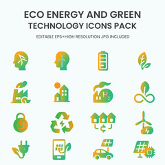 Eco Energy and Green Technology Icons Pack &ndash; Smart Sustainable Power Symbols