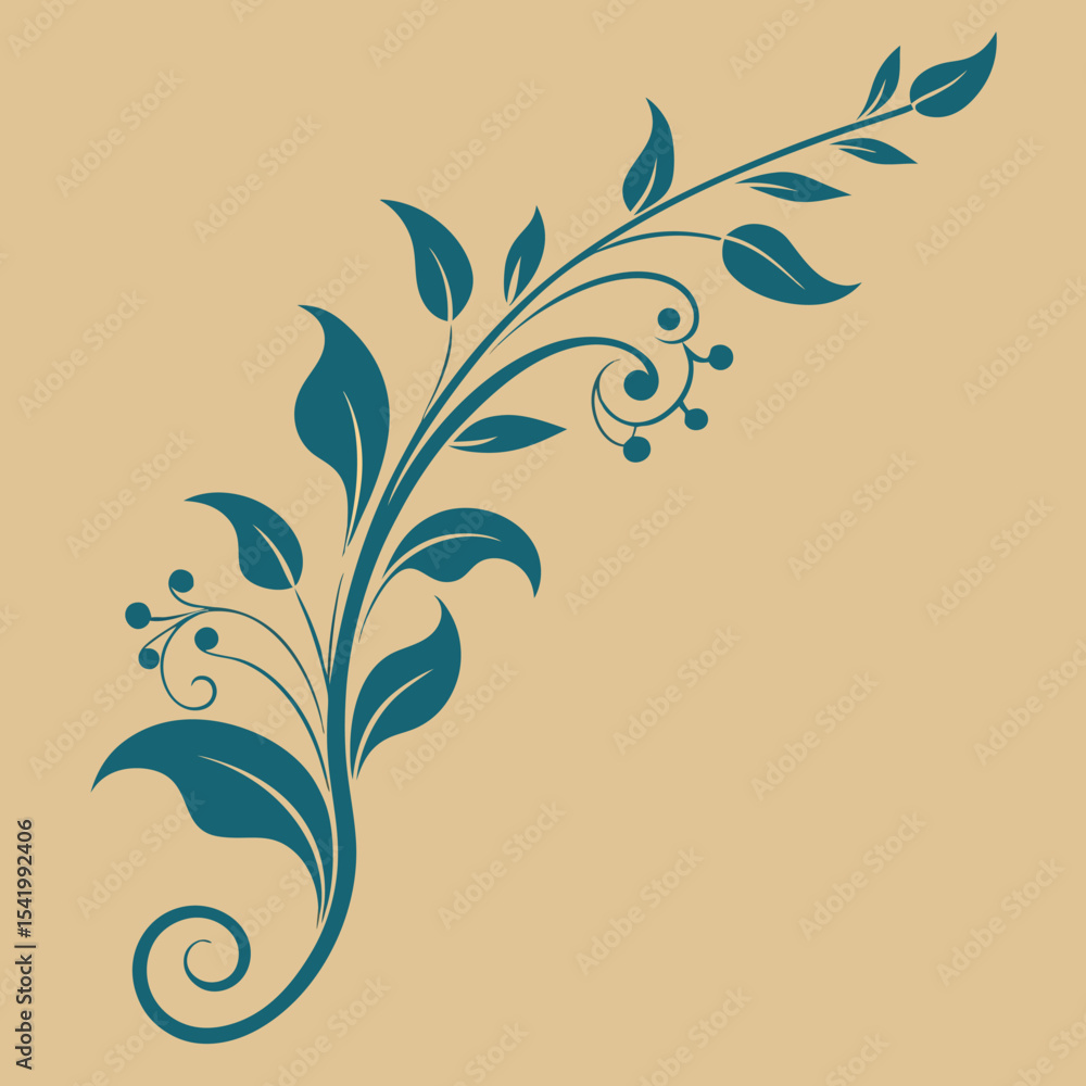 Aufkleber elegant teal floral vector element on a white background suitable for various design projects