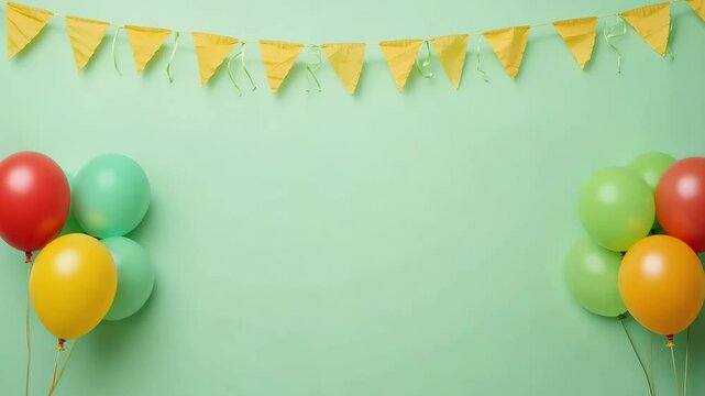 Festive Birthday Background with Balloons and Bunting Perfect for Celebrations and Party Invitations