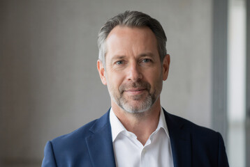 CEO, professional entrepreneur, executive manager, corporate leader, 50 years old. Successful business investor, confident in his office