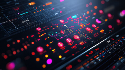 Futuristic dashboard data visualization, net zero carbon transport, digital interface, glowing chart, analytics