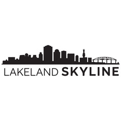 Obraz premium Lakeland skyline horizontal banner. Biloxi Lakeland, Florida. Vector template for your design. Vector black silhouette. with white background