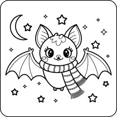 Cute Bat Flying in the Night Sky