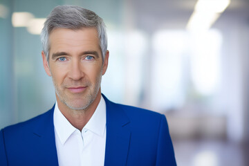 CEO, professional entrepreneur, executive manager, corporate leader, 50 years old. Successful business investor, confident in his office