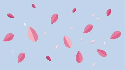 Floating pink petals against a soft blue backdrop design for spring and floral concepts