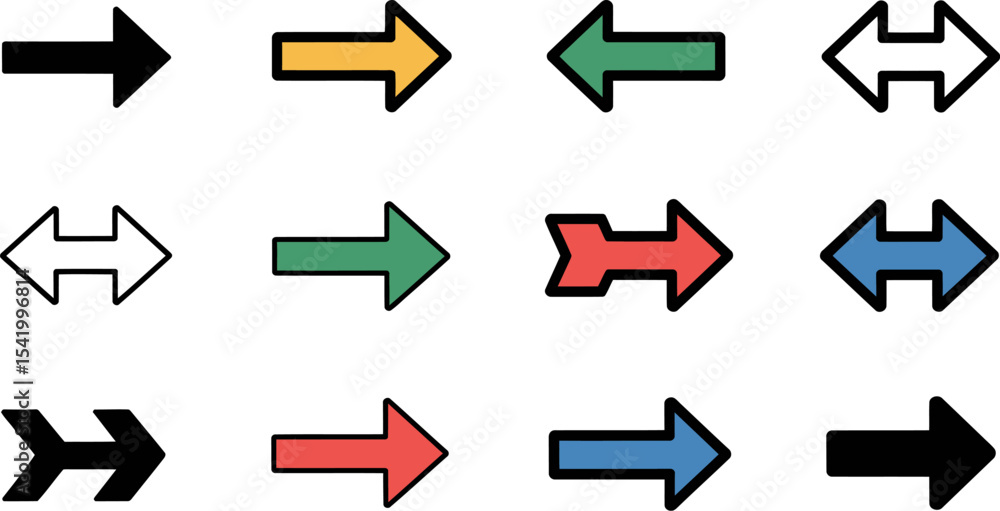 Poster arrow vector set direction sign navigation icon graphic illustration design element right left up do
