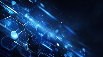 Abstract hexagon technology background, Futuristic digital background with dark blue and lines for event tech poster or presentation product tech