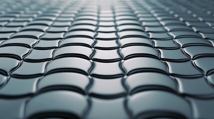 Close-up of a smooth, reflective, curved surface pattern creating a futuristic and abstract visual effect.