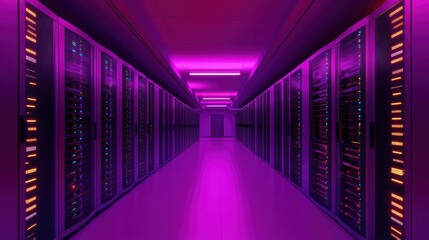 A server room displays modern technology inside its brightly lit space