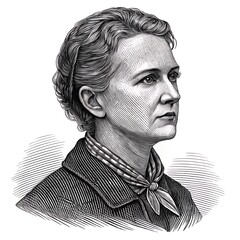 Engraved Portrait of Determined Female Activist - Thought Leader