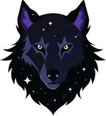 Celestial Purple Wolf Vector Art