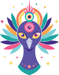 Fototapeta premium Mystic Peacock Queen Vector Art