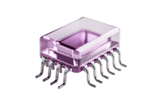 Electronic component with transparent housing in purple color