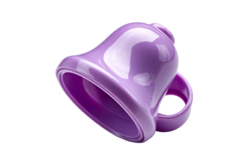 Colorful purple bell shaped cup with a handle designed for beverages