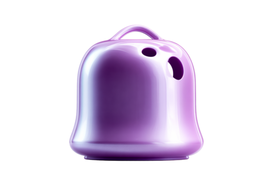 Colorful purple object with a glossy surface on transparent background