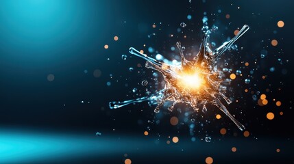 An artistic representation of a water splash illuminated by vibrant colors, showcasing a dynamic explosion that captures the essence of movement, excitement, and creativity in liquid form.