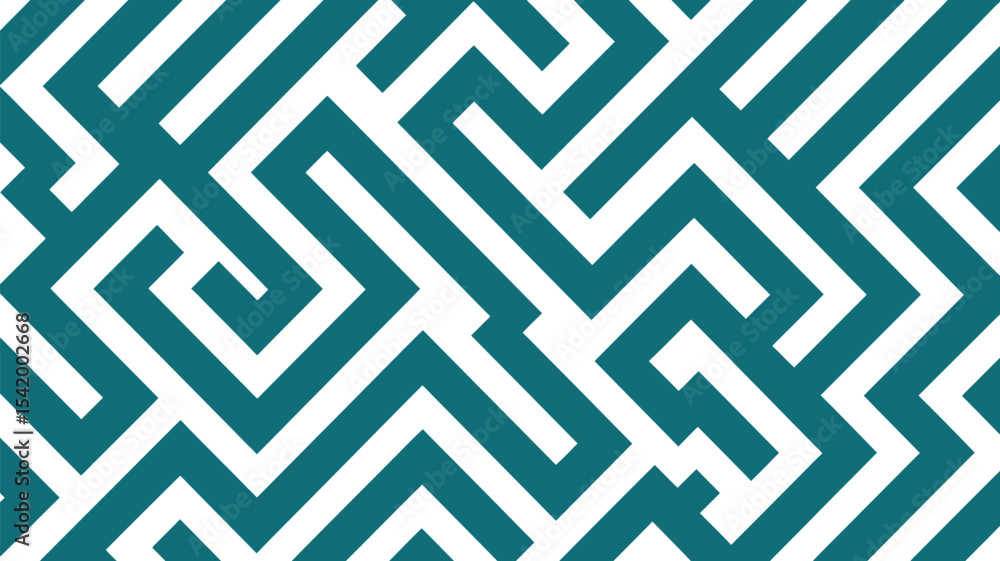 Poster abstract geometric maze pattern background in teal and white for design and creative projects use 10