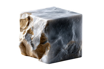 Unique natural stone cube with smooth and rough textures