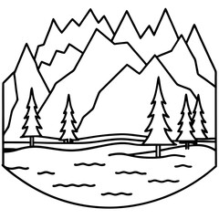 Frozen Lake line art vector