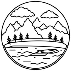 Frozen Lake line art vector