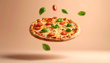 Floating Margherita Pizza &ndash; Ultra Realistic Cinematic Food Photography
