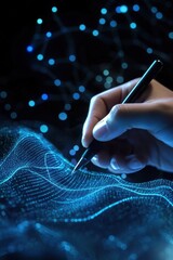 Pen Draws Digital Abstract Waveform