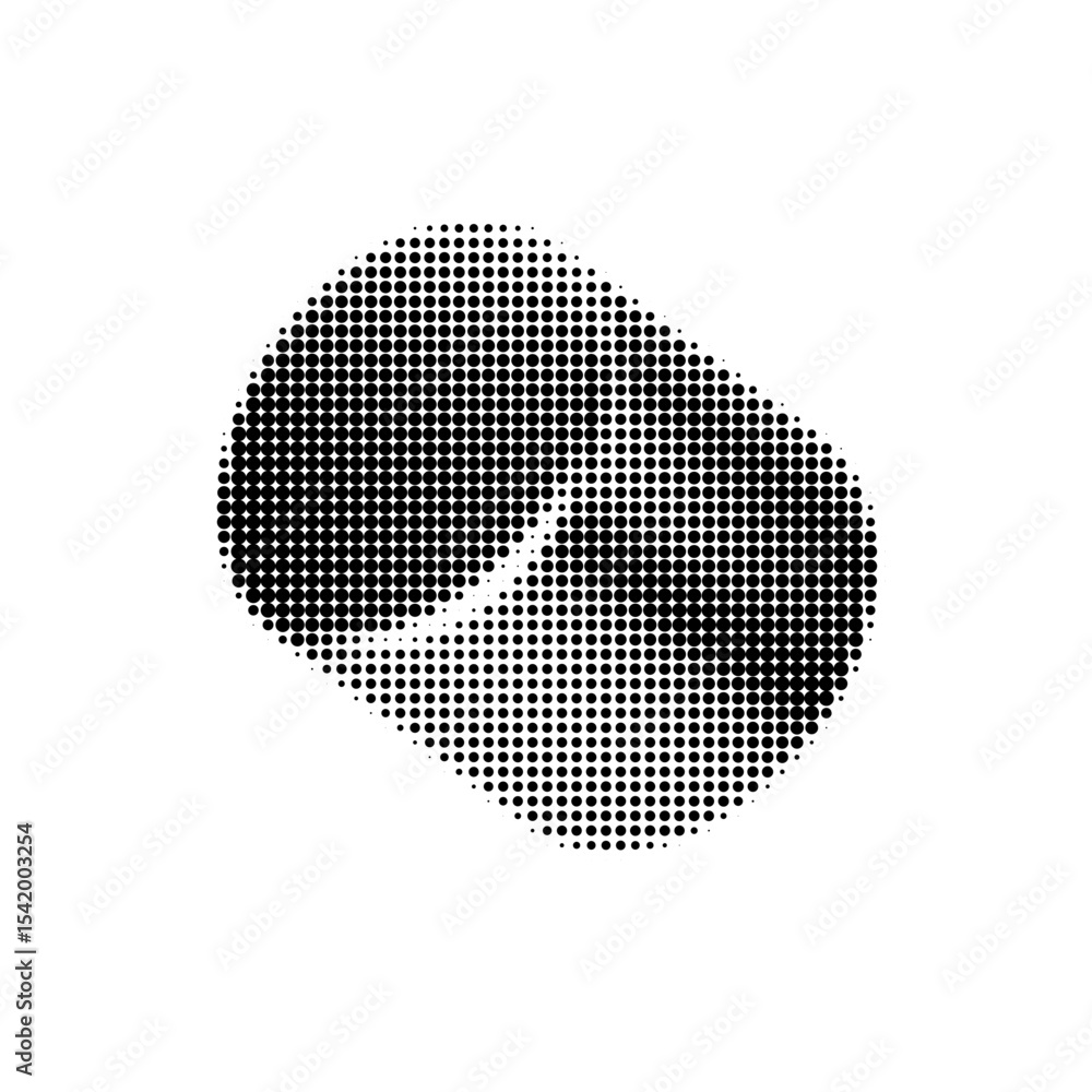 Poster halftone dot pattern vector illustration featuring a gradient sphere creates a modern, abstract desi
