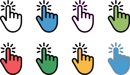 Fototapeta premium Click cursor icon set vector illustration hand pointer symbol finger touch interface selection 100px editable stock vector illustration
