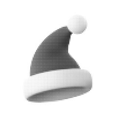 Festive halftone Santa hat vector illustration, perfect for holiday designs and Christmas projects. Modern, minimalist, and stylish seasonal decor. Ideal for cards, banners, and more.