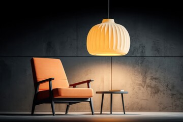 Lamp Illuminates Armchair in Modern Room