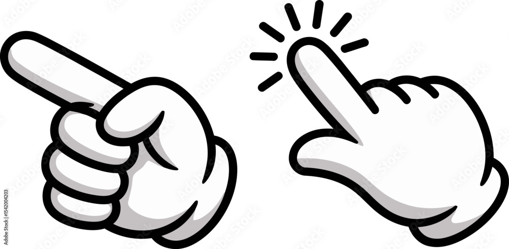 Fototapete cartoon hand cursor click pointer finger pointing direction illustration graphic vector design icon 