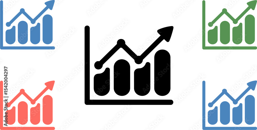 Poster data analysis chart graph diagram icon vector illustration financial business growth report statisti
