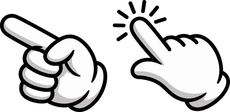 Cartoon hand cursor click pointer finger pointing direction illustration graphic vector design icon art editable stock vector illustration