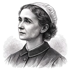 Engraved Portrait of Compassionate Female Medical Professional