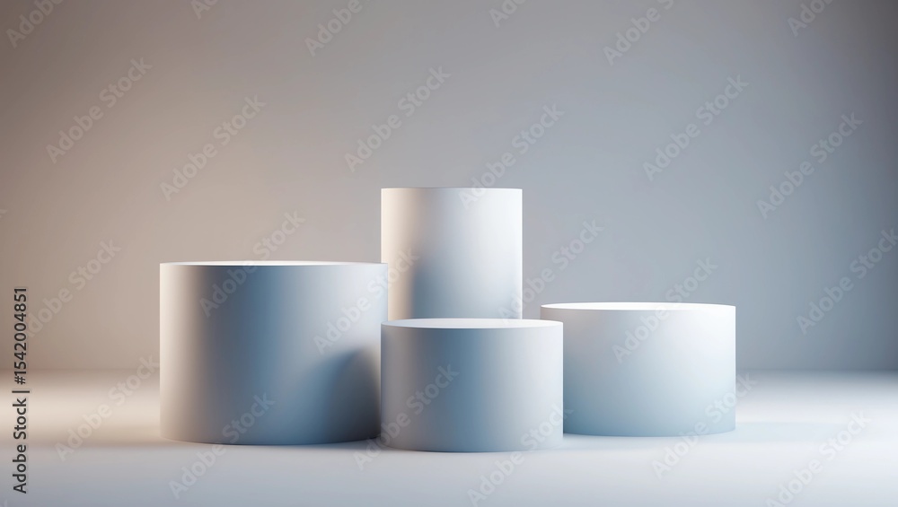 Poster modern podium or pedestal display with platform concept on white background. blank shelf stand for s