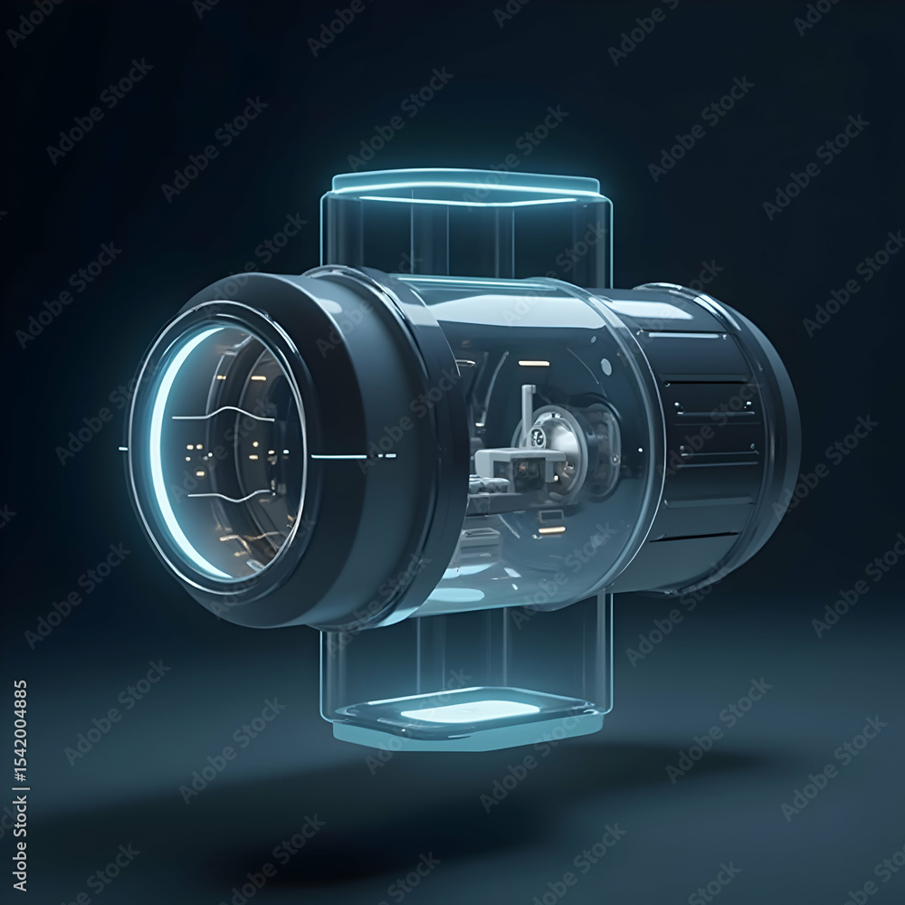 Poster abstract mechanism floating with a transparent casing