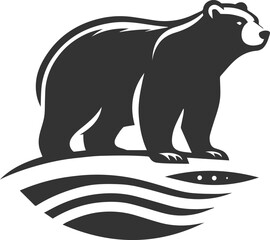 Black silhouette illustration of a polar bear vector drawing