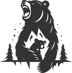 Black silhouette illustration of a polar bear vector drawing