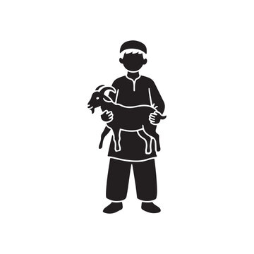 boy holding goat black silhouette clip art preview