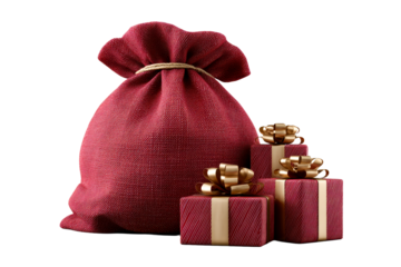 Festive red bag with gifts for special occasions and celebrations