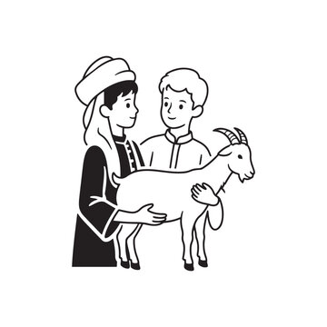 men holding goat black and white clip art preview