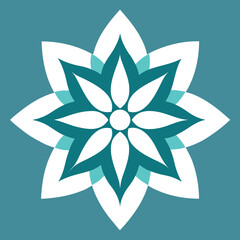 Geometric flower design teal white color palette suitable for design projects