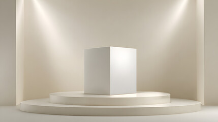 Obraz premium Minimal 3D White Pedestal with Soft Shadow for Luxury Branding offers clean, elegant stage spotlight premium products. The crisp white pedestal symbolizes purity sophistication, while the soft shadow.