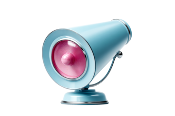 Vintage style blue and pink speaker on transparent background