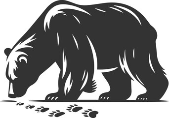 Black silhouette illustration of a polar bear vector drawing
